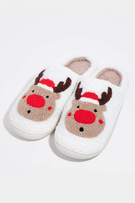 Reindeer Christmas Fuzzy Slippers