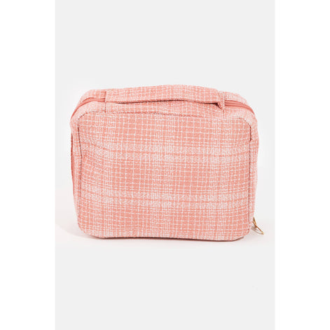 Love And Peace Striped Cosmetic Bag: PINK