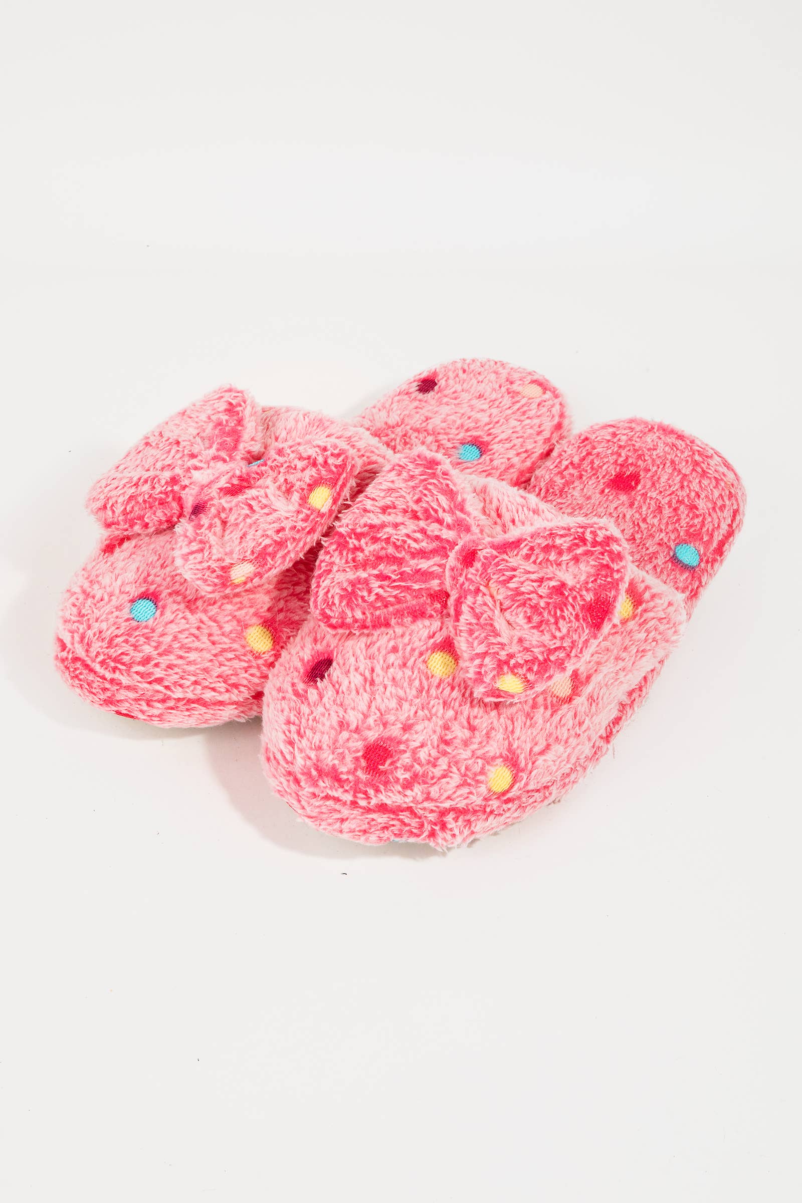 Polka Dot Bowtie Fuzzy Slippers