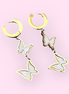 Golden hoop clasps with 2 Butterflies Earrings