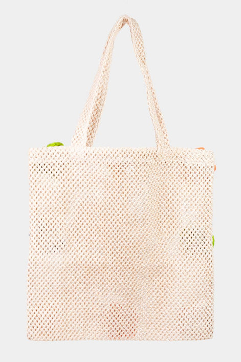 Knitted Flower Tote Bag