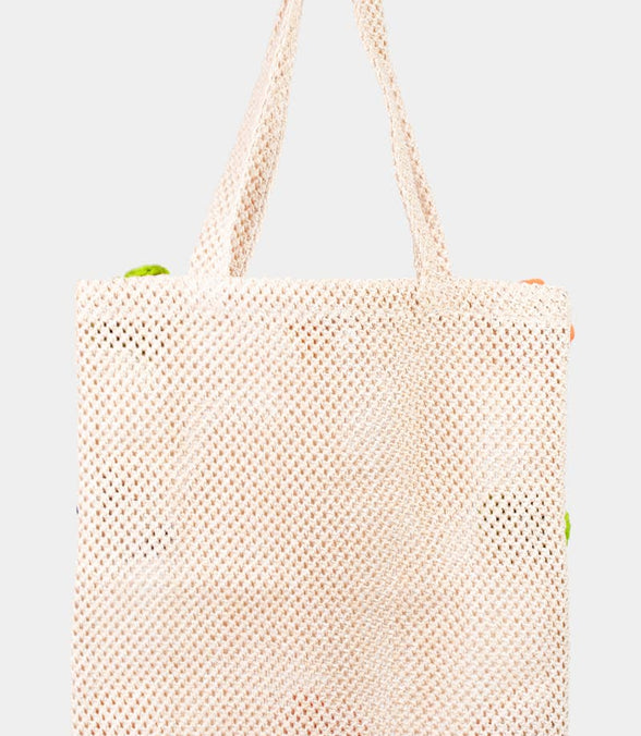 Knitted Flower Tote Bag