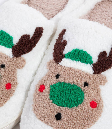 Reindeer Christmas Fuzzy Slippers