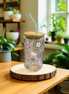 All Pink - Clear Glass Cup with Lid & Straw