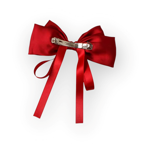 Bow Ribbon Hair Clip Fashion Retro Solid Satin Spring Clip Hairclip Women's Girls