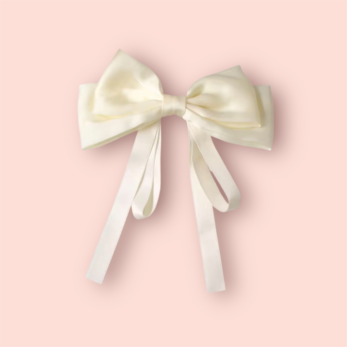 Bow Ribbon Hair Clip Fashion Retro Solid Satin Spring Clip Hairclip Women's Girls