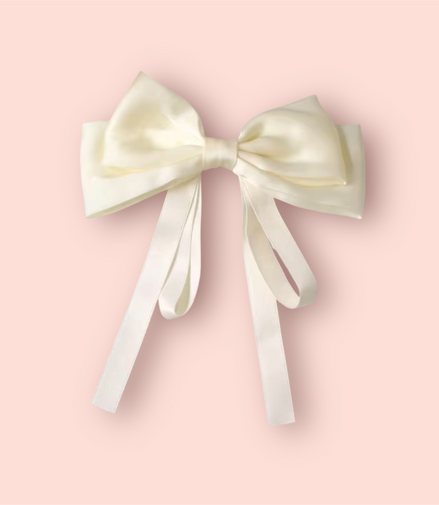 Bow Ribbon Hair Clip Fashion Retro Solid Satin Spring Clip Hairclip Women's Girls