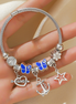 Stainless Steel Blue Butterfly Charms Bracelet
