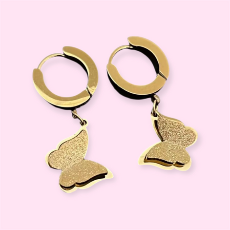 Golden hoop clasps1 Butterfly Earrings