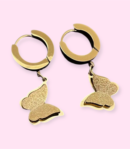 Golden hoop clasps1 Butterfly Earrings