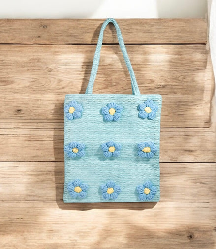 Knitted Flower Tote Bag