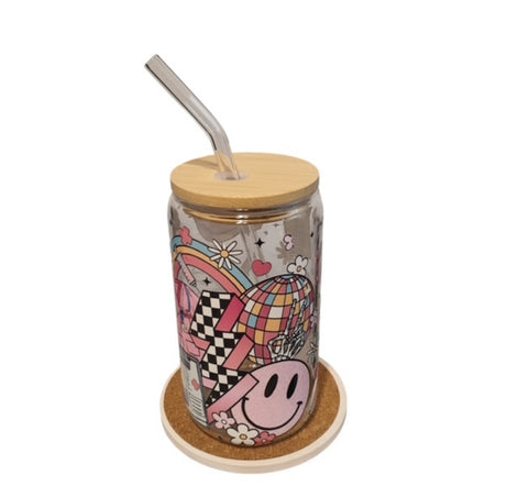 Nurse Stuff - Clear Glass Cup with Lid & Straw