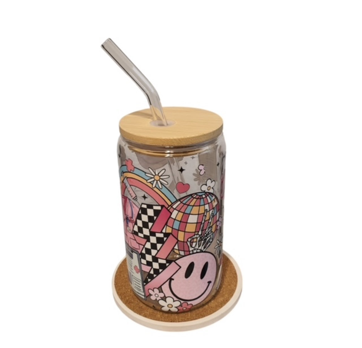 Nurse Stuff - Clear Glass Cup with Lid & Straw