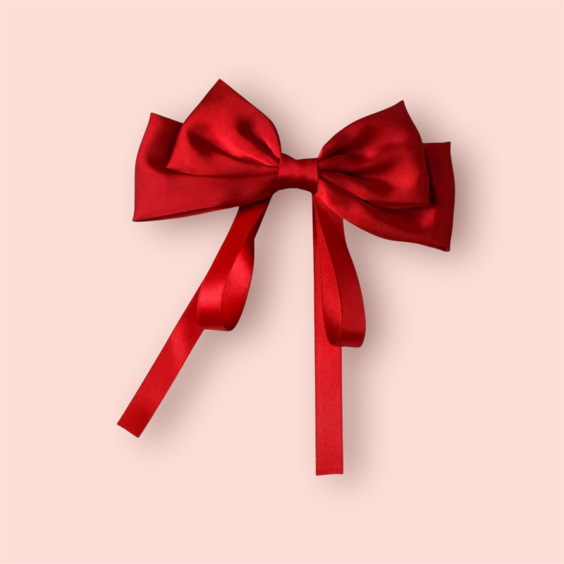 Bow Ribbon Hair Clip Fashion Retro Solid Satin Spring Clip Hairclip Women's Girls