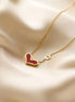 Fashion Gold Chain Necklace with Red Heart Shape Pendant
