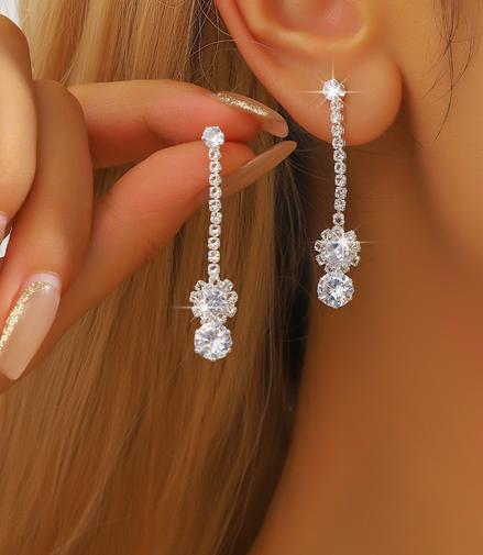Luxury snowflake flower super flash diamond earrings