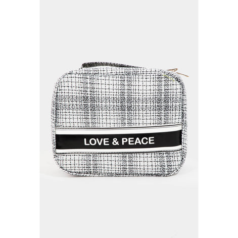 Love And Peace Striped Cosmetic Bag: PINK