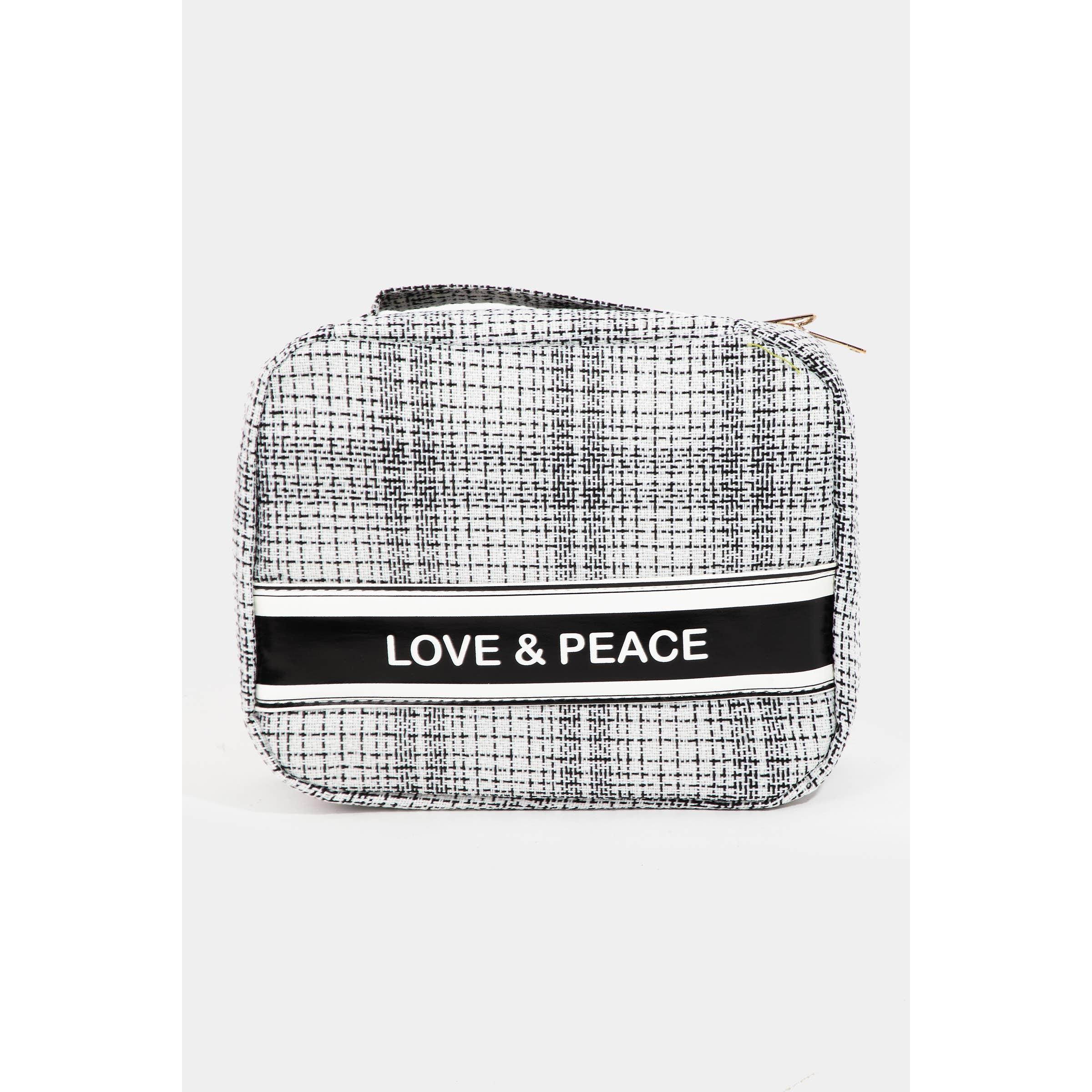 Love And Peace Striped Cosmetic Bag: PINK