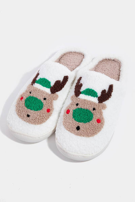 Reindeer Christmas Fuzzy Slippers