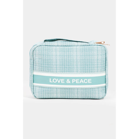 Love And Peace Striped Cosmetic Bag: PINK
