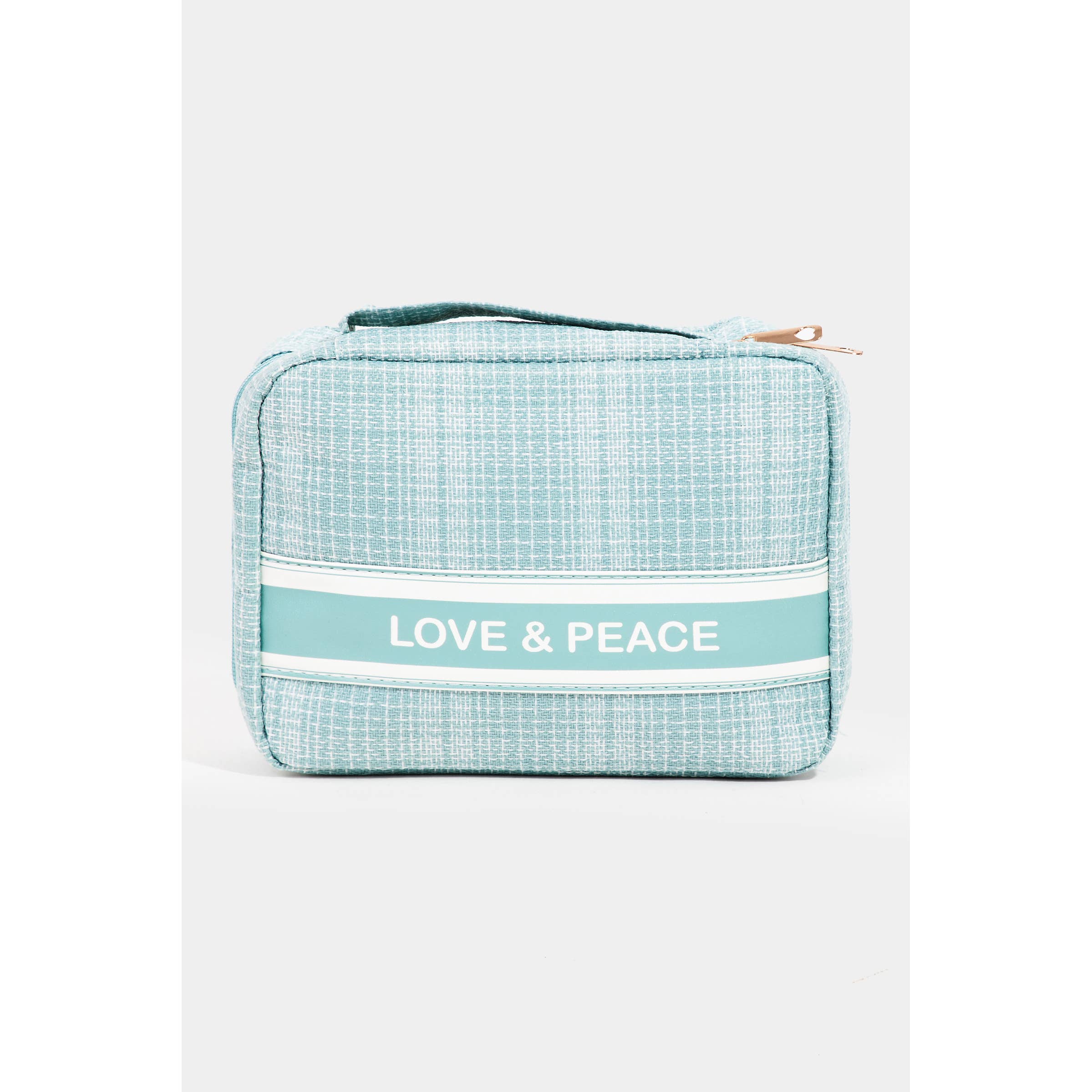 Love And Peace Striped Cosmetic Bag: PINK