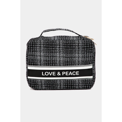 Love And Peace Striped Cosmetic Bag: PINK
