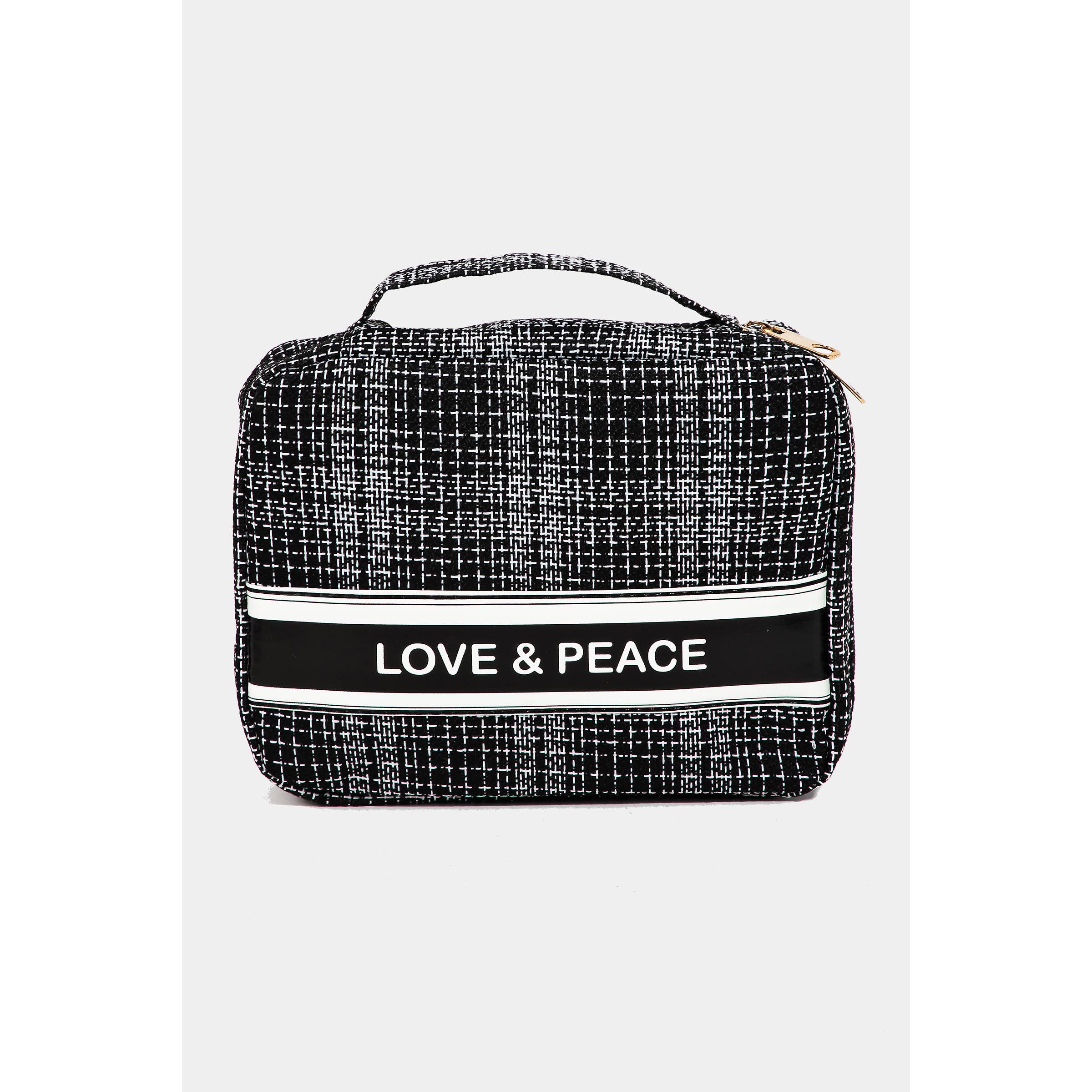 Love And Peace Striped Cosmetic Bag: PINK