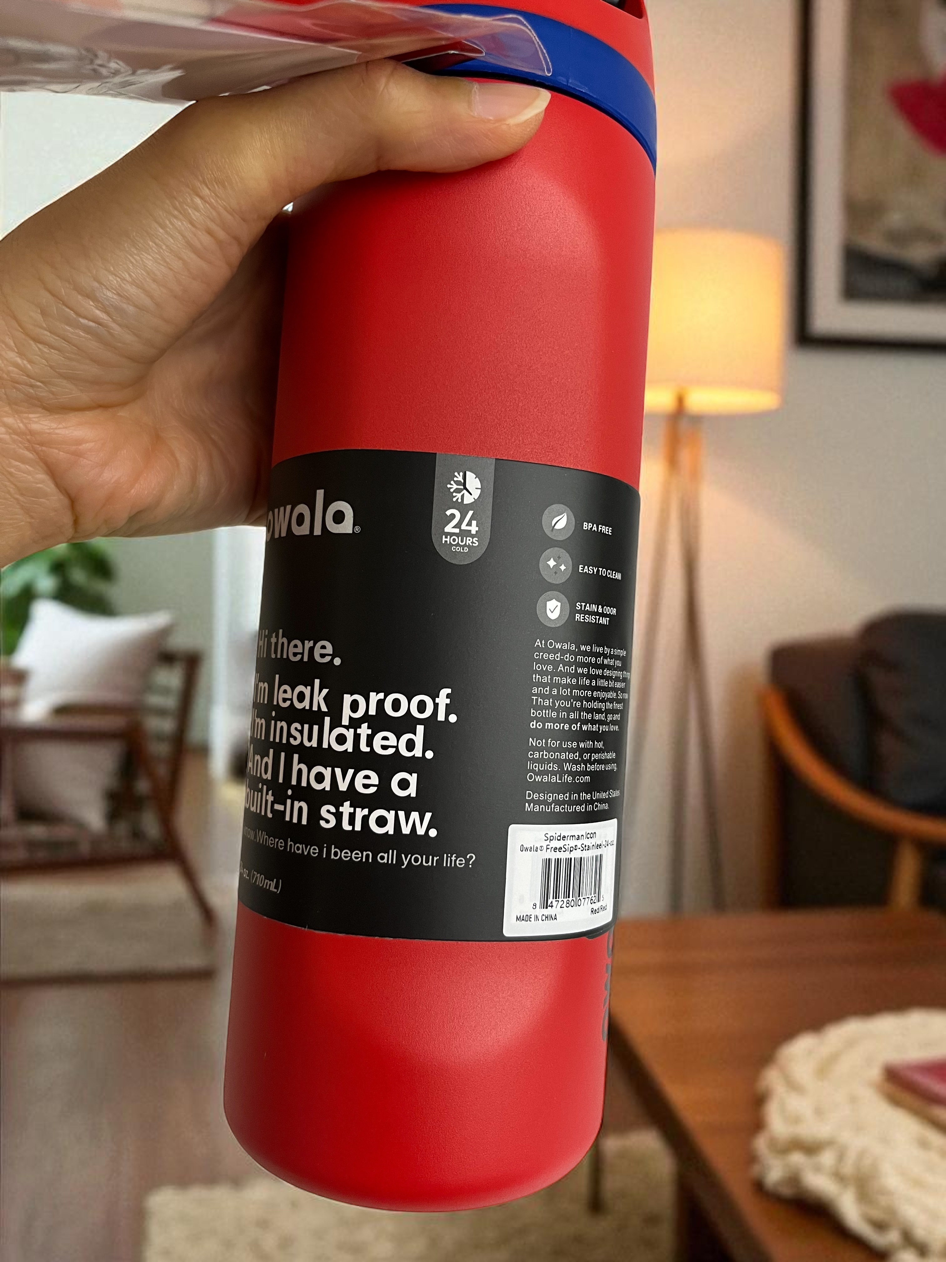 Owala -24oz FreeSip Water Bottle - Spider Man -LIMITED EDITION