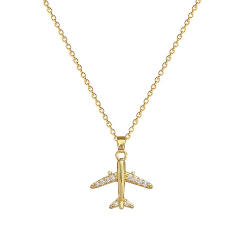Fashion Gold Chain Necklace with Plane design and diamond Pendant