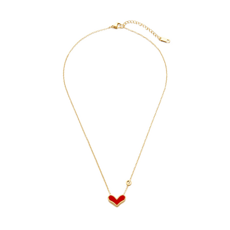 Fashion Gold Chain Necklace with Red Heart Shape Pendant