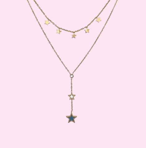 Layered Gold Necklace with stars pendant
