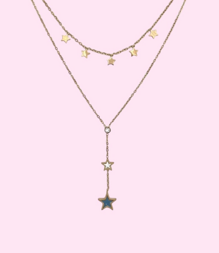Layered Gold Necklace with stars pendant
