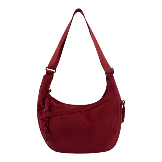 Red shoulder bag on a white background